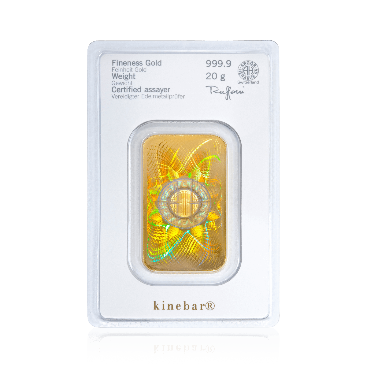 20 Gramm Heraeus Kinebar Goldbarren 20 Gramm Heraeus Kinebar Goldbarren