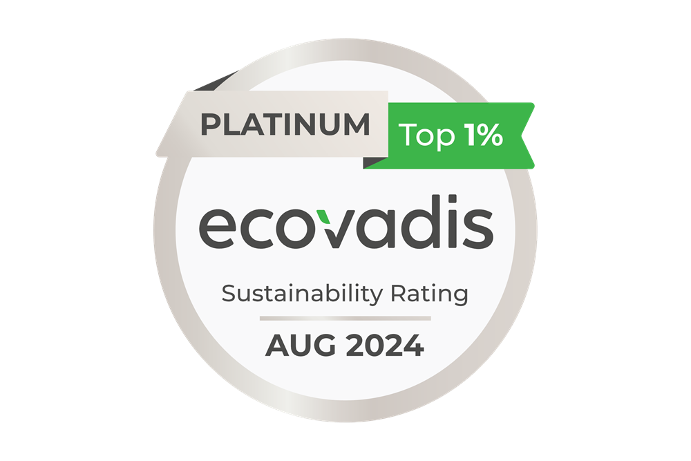 EcoVadis-Platinabzeichen – Top 1 % Nachhaltigkeitsrating EcoVadis-Platinabzeichen – Top 1 % Nachhaltigkeitsrating